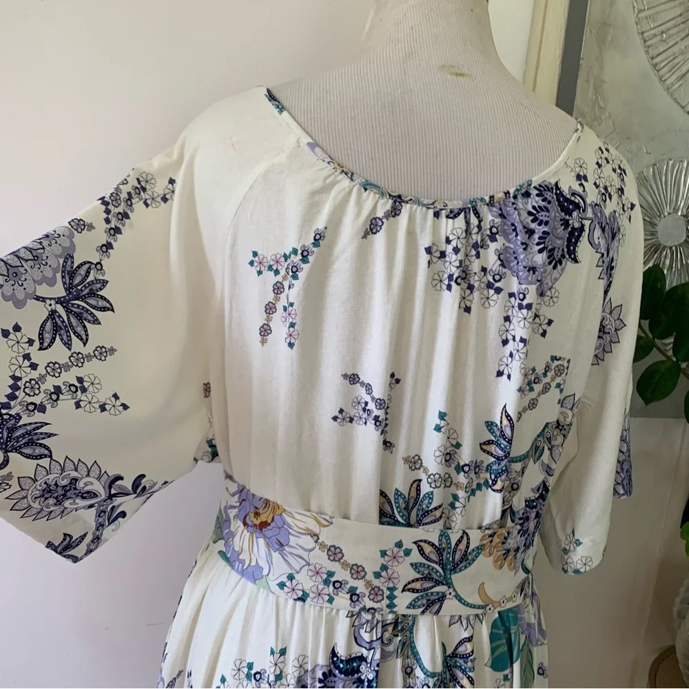 NWT Calypso St. Barth Linen blend printed maxi belted dress size L - Picture 5 of 13